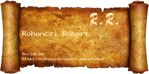 Rohonczi Róbert névjegykártya